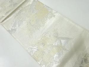 アンティーク　波に光悦垣・牡丹・秋草模様織出し袋帯（材料）